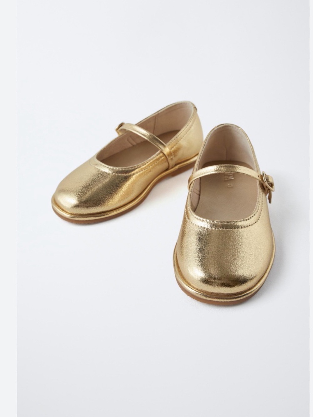 Zara Girls Gold Mary Jane Dress Shoes stock (10)
